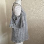 Francesca's Francesca’s Gray Distressed Cold Shoulder Ruffle Sleeves Cutout T-Shirt M NWT Photo 5