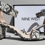Nine West Snakeskin-Embossed Stack Heel Sandals Photo 0