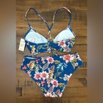 Cupshe Large Floral U-Wire Back Tie Top/ Ruched Mid Rise Hipster Bikini NWT Photo 7
