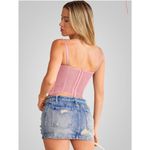 WYNNQUE Womens Lace Bustier Mesh Spaghetti Strap Boned Corset S NWT Pink Photo 2