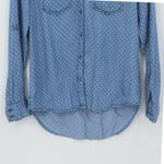 Tinsel Blue Polka Dot Chambray Button Top Womens Roll Tab Sleeve Size XS Photo 7