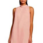 WAYF  Peachy Pink Shift Ruffled Mock Neck Swing Sheer Baby Doll Dress Size M Photo 0