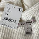 Free People  Medium Santa Clara Thermal Top Long Sleeves V-Neck Alabaster Ivory Photo 6