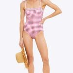 Draper James  x Lands' End Bandeau One Piece Swimsuit Pink Gingham Barbiecore 18w Photo 0