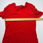 Armani Exchange Red Ruched Sleeve Top Casual Tee Shirt S Photo 2