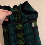 Hispanic / Latin American Green Plaid Print Knit Canvas Backpack Photo 4