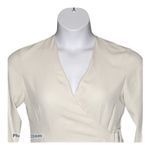 Topshop  Cream Wrap Belt Blouse Deep V-Neck Size 6 NWT Photo 4