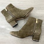 Michael Kors Sabrina Olive Green Mid Ankle Bootie Suede Boots Size 6 Photo 3