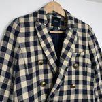 Smythe Women's Double Breasted Min Plaid Blazer Navy Check Size 6 Blue Photo 3