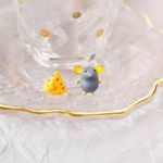 Small Asymmetrical Mouse & Cheese‎ Stud Earrings CuteTrendy little Earrings Yellow Photo 10