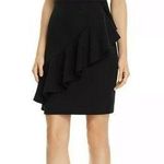 Aidan Mattox Black Dress Crepe Scuba Flounce Sheath Ruffle Sleeveless 2 NWT Photo 0