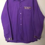 Vintage NY B’WAY purple long sleeve button down red hat society top size large Photo 2