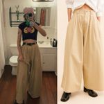 Farm Rio NWT Tan/Khaki Low Waisted Pleated Wide Leg Trouser Pants sz LARGE Photo 2