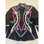1849 Authentic Ranchwear Show Jacket Rhinestone Western Full Zip Black Buckle Size M Photo 2