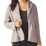 Fabletics  Sage Coat Sandstone Terry Fleece Athleisure Cozy Cardigan Size Medium Photo 0