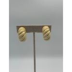 VTG Chunky Swirl Hoop Earrings Cream Gold Tone Clip On Statement Retro Photo 1