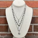 Ace of Spades Necklace Set with Spaced Navajo Style Pearls Silver Photo 4