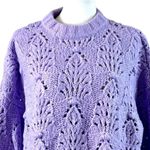 Aerie  Sweater Chunky Knit Pointelle Crochet Oversized Purple Women’s Size Small Photo 5