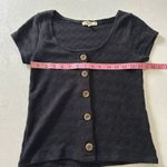 Madewell Black Textured Button Front Knit Top Size XS | Minimalist Wardrobe Stap Photo 4