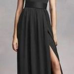 Vera Wang  Black One Shoulder Dress w Satin Sash Size 8 VGUC Photo 0