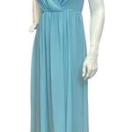 Lulus  Women’s XS Beaded Twist Front Prom Blue Bridesmaid Chiffon Maxi Dress Photo 3
