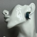 Vintage Blue and Yellow Swirl silver tone Earrings s Photo 5