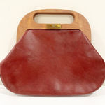 Etienne Aigner  Vintage Leather Wooden Elegant Red Clutch Handbag Photo 0