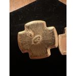 Trifari Vintage 1970-1980 Faux Pearl Gold Tone Post Earrings Purple/Blue Square Photo 2