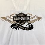 Harley Davidson  vintage white denim  Forever logo snap front long sleeve shirt M Photo 7
