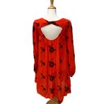 Free People Dress Emma Swing Mini Sz Sm Orange Embroidered Floral Boho Hippie Photo 5