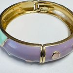 Signed Sequin Lilac & Pastel Enamel Hinge Bangle | Gold Tone | Gently Used Photo 0