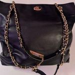 DKNY New York Designer Black Calf Leather Shoulder Bag with Chain Handles Photo 0