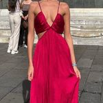 ZARA  dress maxi boho pleated satin flowy summer vacation wedding evening Photo 0