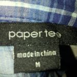 Paper + Tee Paper Tee S Blue White Plaid Cap Sleeve Top Photo 1