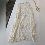 Cream Lace Long Vest embroidery faux design duster kimono Photo 2