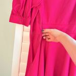 House of Harlow Linen Blend Lace-Up Puff Sleeve Mini Dress Fuchsia Pink size 4 Photo 7