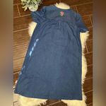 Go Softly Patio chambray floral embroidered short sleeved patio dress sz Small Blue Photo 3