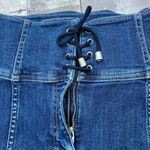 Free People Denim Mini Skirt 4 NEW Modern Femme Corset Blue Skirt Lace Up Boho Photo 7