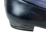 VAN ELi Black Colorful Striped Leather Cap Toe Slip On Block Low Heel Size 7.5 Photo 3