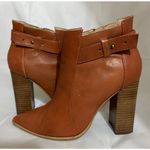 Steve Madden Steven Klick Cognac Leather Pointed Toe Block Heel Boots size 8 Photo 0