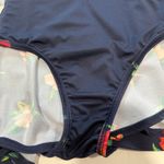 Lands' End  Navy Blue Red Floral Tulip Wrap One Piece Swim Dress Size XS Photo 10