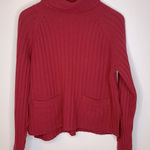 Club Monaco  Red Cashmere Turtleneck‎ Ribbed Sweater with Pockets Size S Photo 0