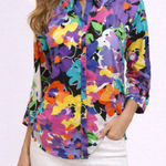 Vintage Lauren Ralph Lauren Funky Button Down Shirt Womens Large Blouse Purple Photo 0