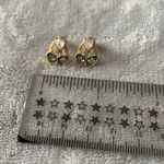 Urban Outfitters  Golden Stud Earrings with Green and Blue Gems Photo 1