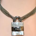 Chloé Mother-of-Pearl & Sterling Silver Padlock Logo Bracelet Photo 0
