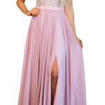 Bella & Bloom Elegant Affair Beaded Formal Dress in Blush, Size L Pink Size L Photo 0