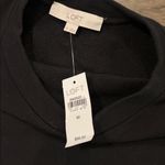 Loft New With Tags  Black Sweatshirt With Blackwatch Plaid Ruffle Hem Sz M Photo 5