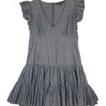 Jill Jill Stuart Jill Stuart Ruffled Denim Dress Size M Blue Linen Blend Flirty Photo 0