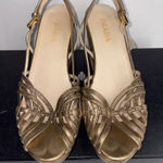 Prada Vintage  Heels Gold Slingback Size EUR 37 US 7 with Box & Shoe Bags Photo 0