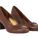 Naturalizer Sienna Blow Block Heel Leather Pump CAPPUCCINO BROWN Size 6.5/36.5EU Photo 0